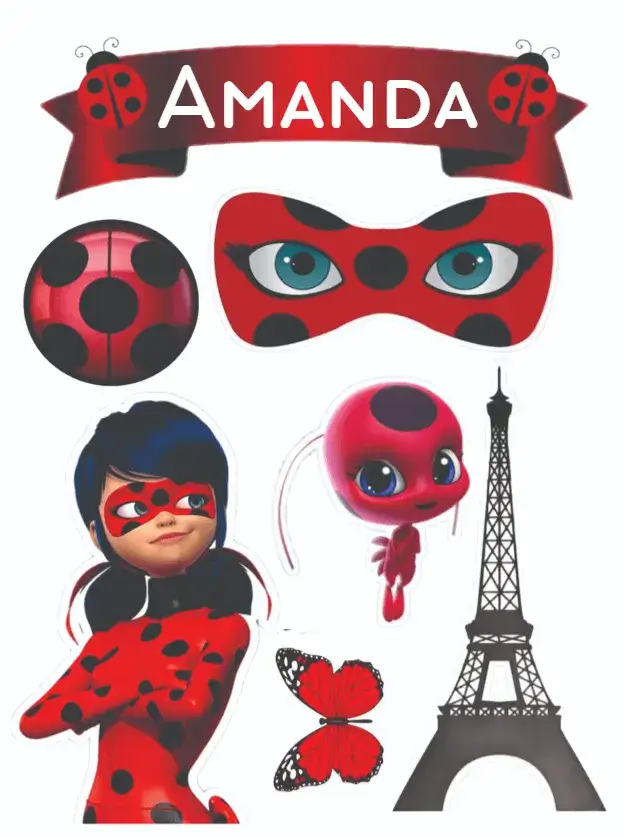 Convite Ladybug – tema Topo de bolo vermelho, preto, divertido, infantil, temática, ilustrações da série