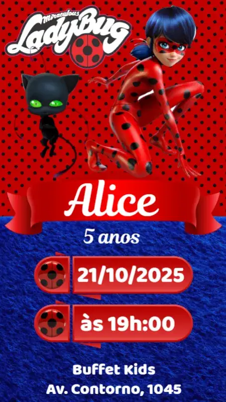 Invitación Ladybug – tema Tarjeta rojo, negro, divertido, infantil, colorido