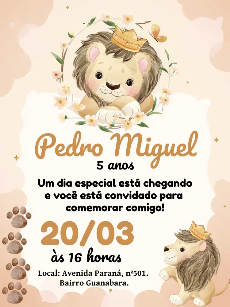 Convite Leãozinho Realeza