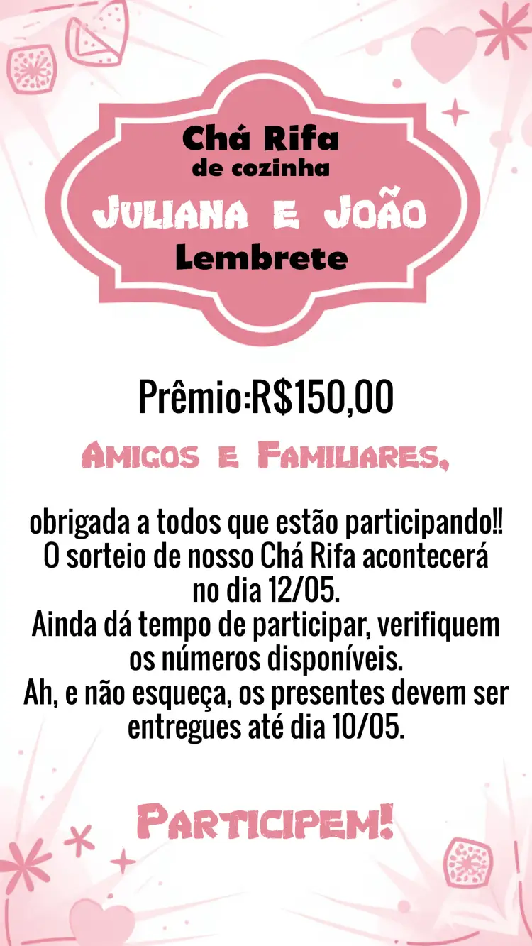 Convite Lembrete Chá Rifa De Cozinha Rosa Lousa – tema Chá de Panela rosa, lousa, moderno, divertido, minimalista