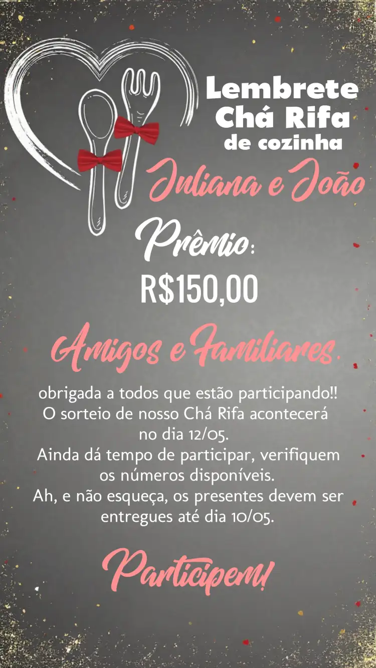 Convite Lembrete De Chá Rifa Cozinha Quadro Negro Giz Lousa – tema Chá de Panela lousa, giz, moderno, divertido, colorido, temático