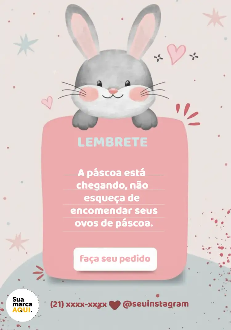Convite Lembrete Pedido De Páscoa Chocolate – tema Datas Comemorativas colorido, divertido, festivo, minimalista, vintage, ilustrativo