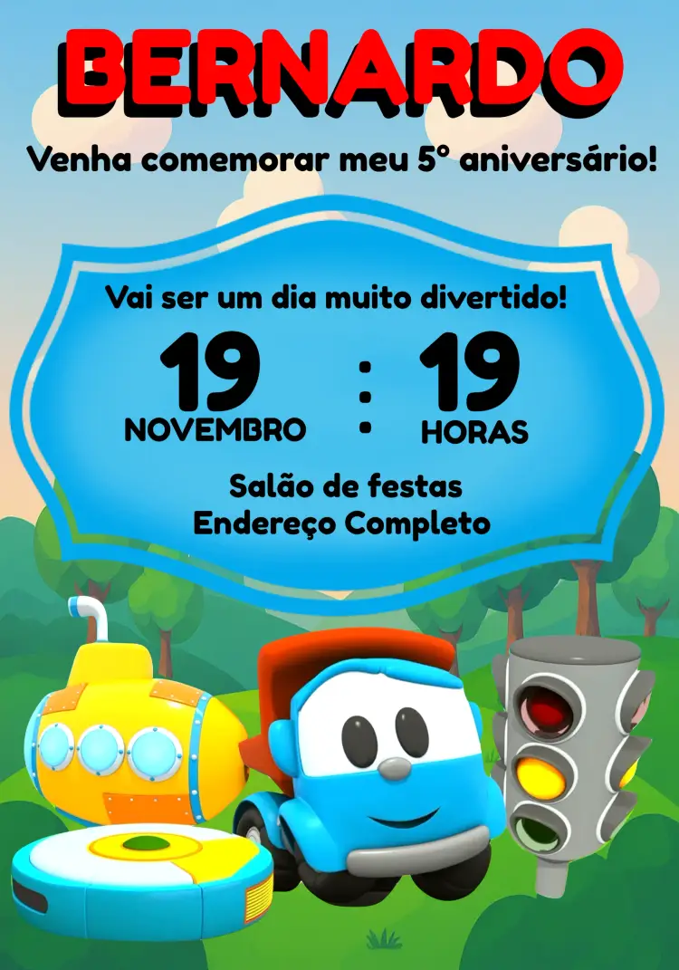 Convite Léo O Caminhão Amarelo