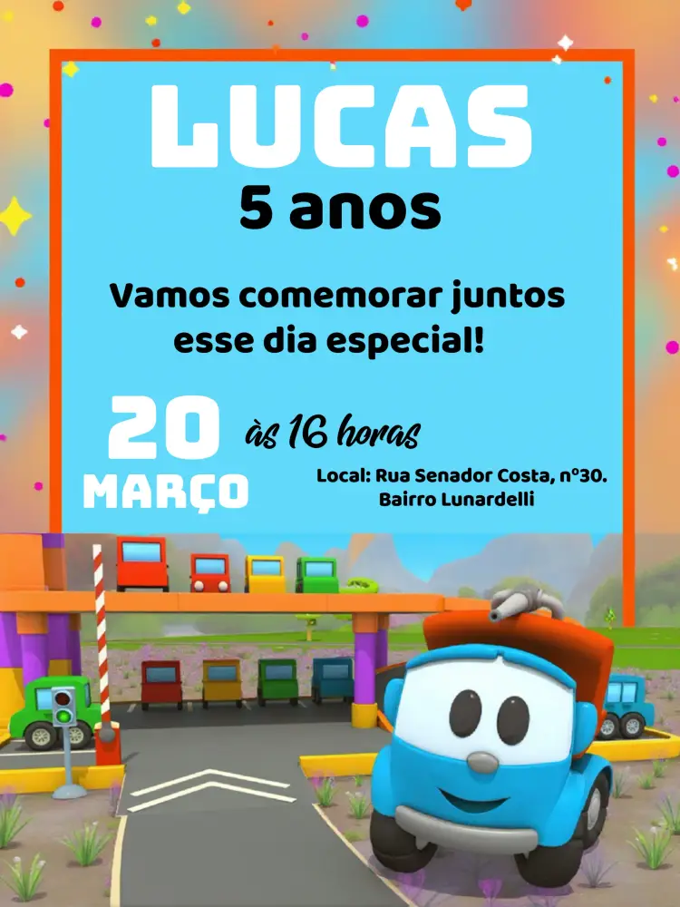 Convite Léo O Caminhão Menino