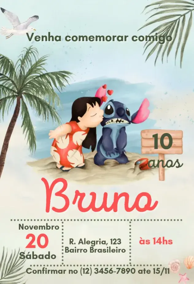 Convite Lilo e Stitch
