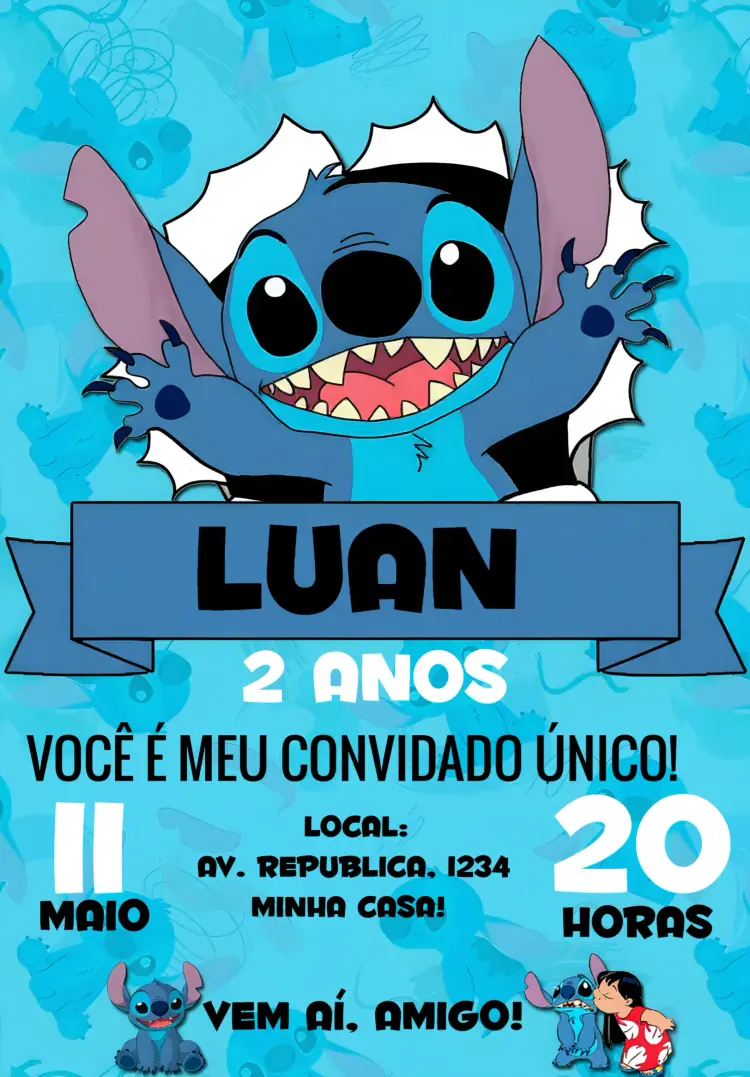 Convite Lilo & Stitch