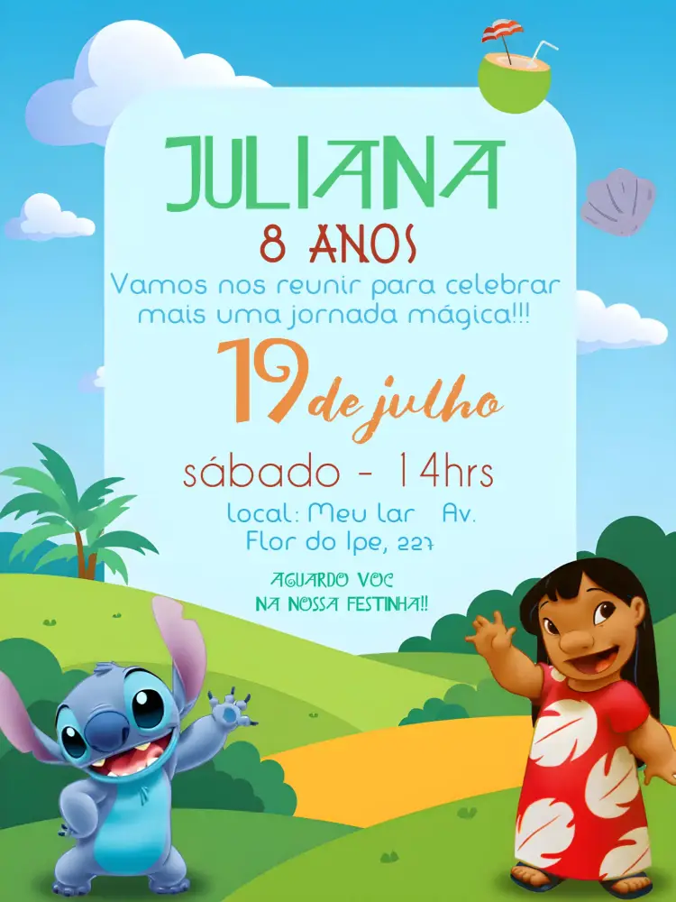 Convite Lilo & Stitch Da