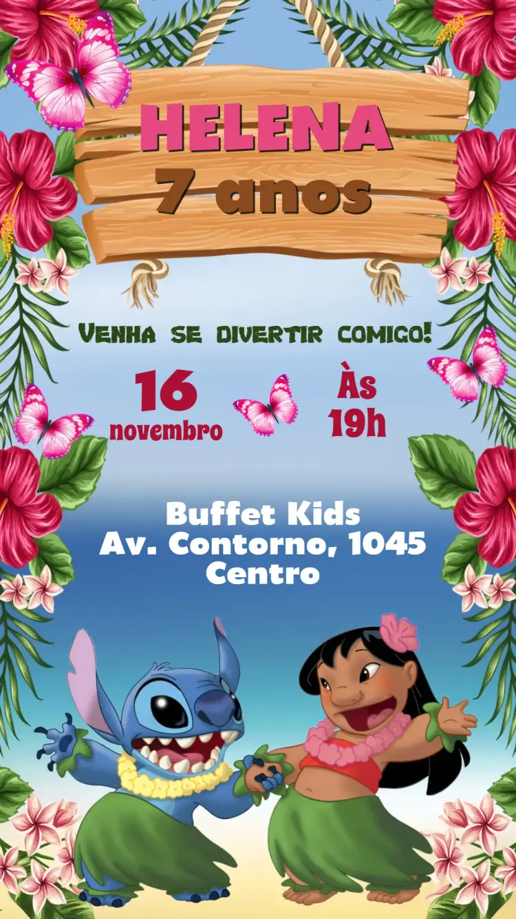 Convite Lilo e Stitch