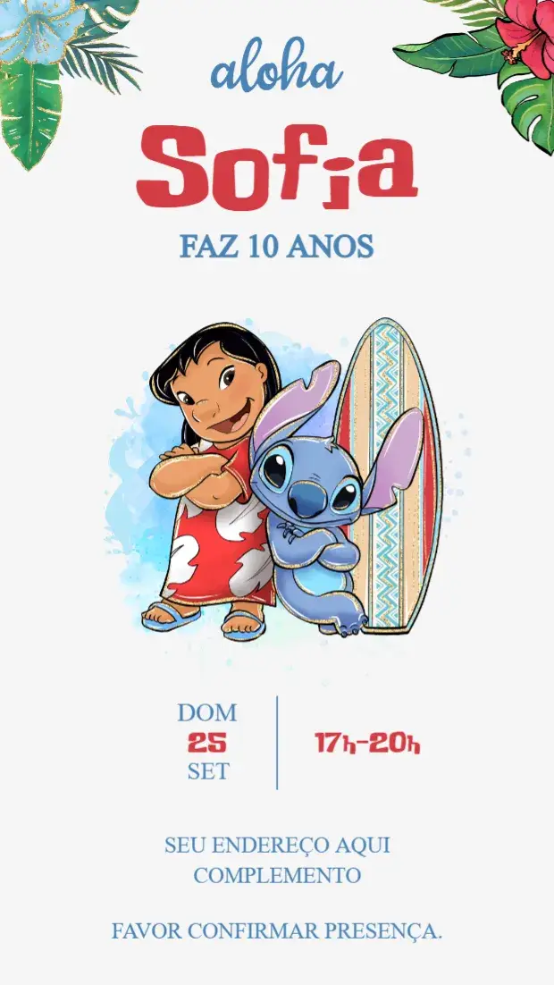 Convite Lilo e Stitch