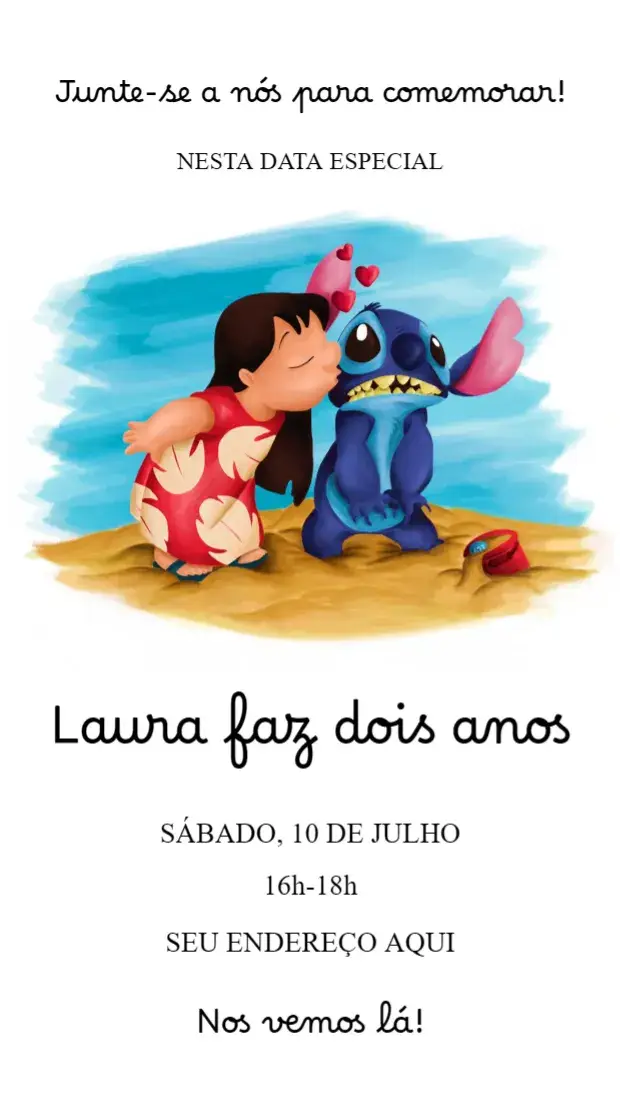 Convite Lilo e Stitch