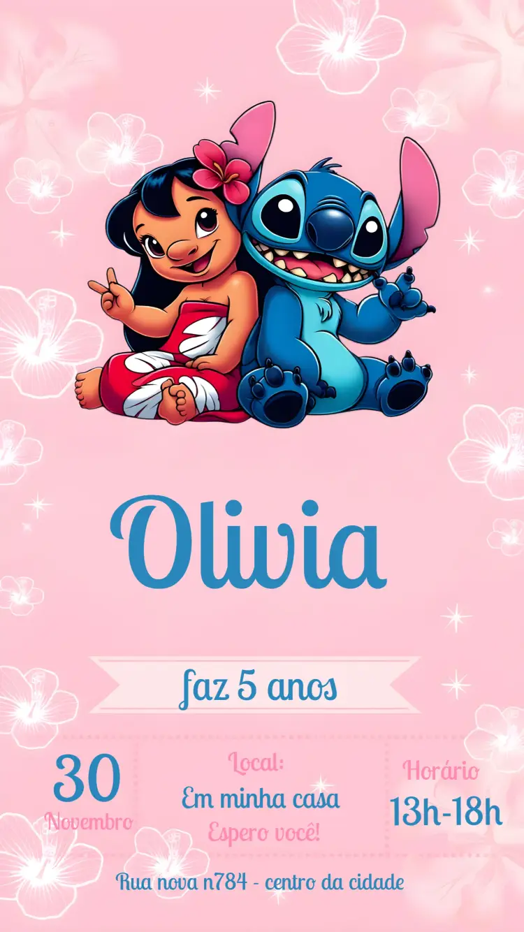 Convite Lilo E Stitch Disney