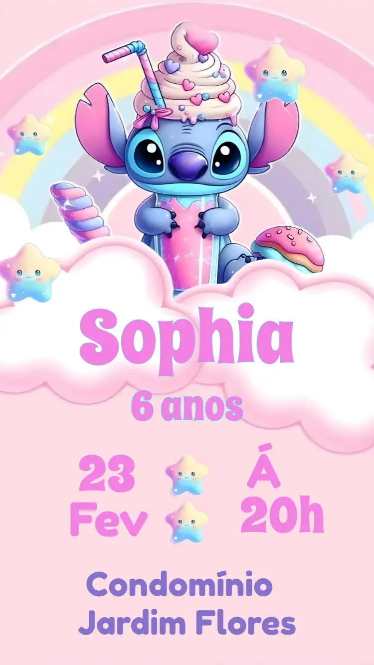 Convite Lilo E Stitch Rosa – tema Mais pesquisados rosa, colorido, divertido, infantil, temático, alegre