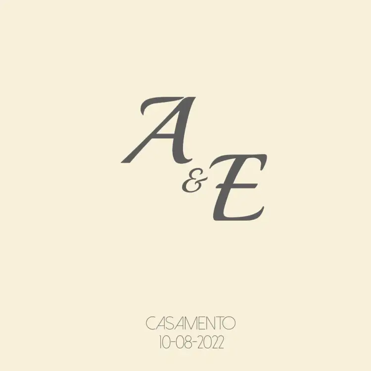 Convite Logo Monograma Casamento Cinza – tema Casamento minimalista, moderno, elegante, cinza e bege, folhas naturais, monograma personalizado