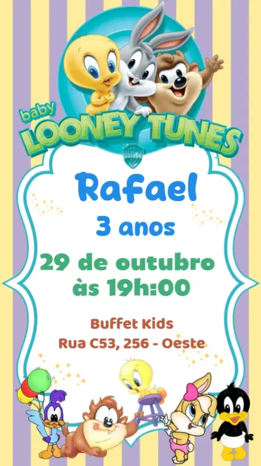 Convite Looney Tunes