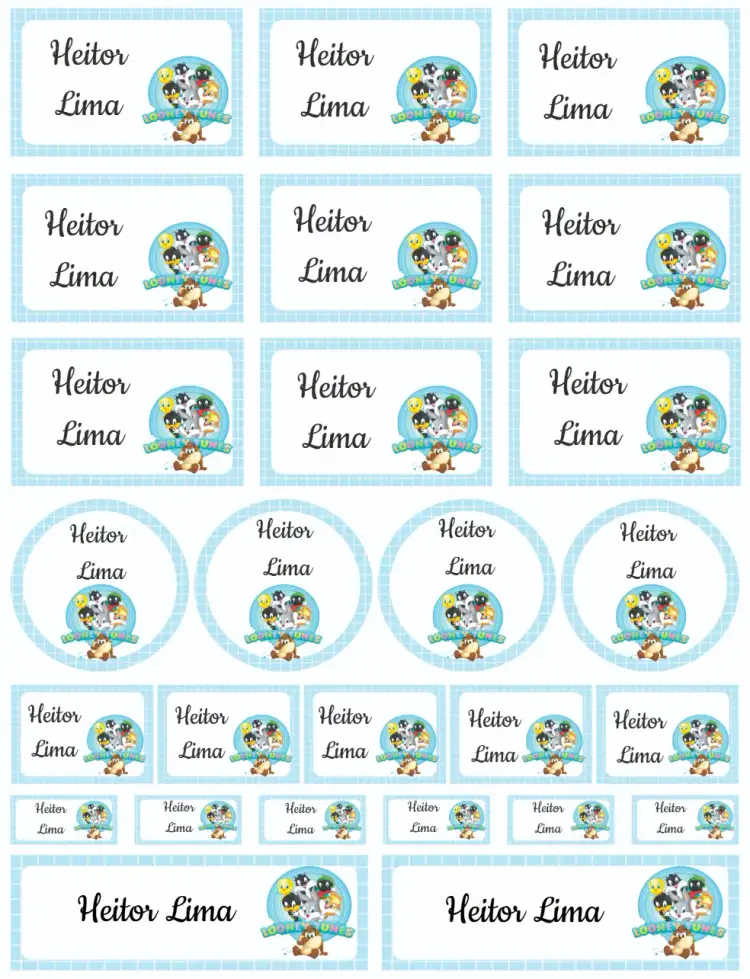 Convite Looney Tunes – tema Cartão colorido, divertido, animado, infantil, temático, vintage
