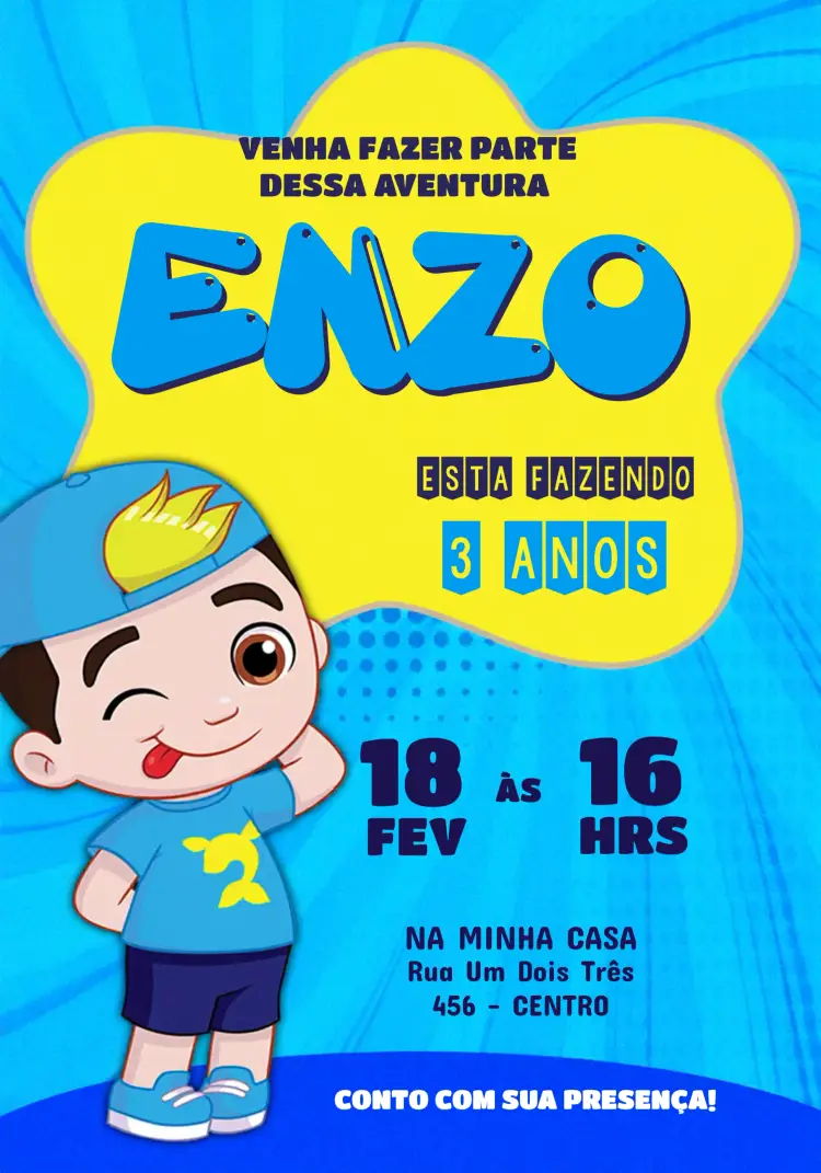 Convite Luccas Neto Azul