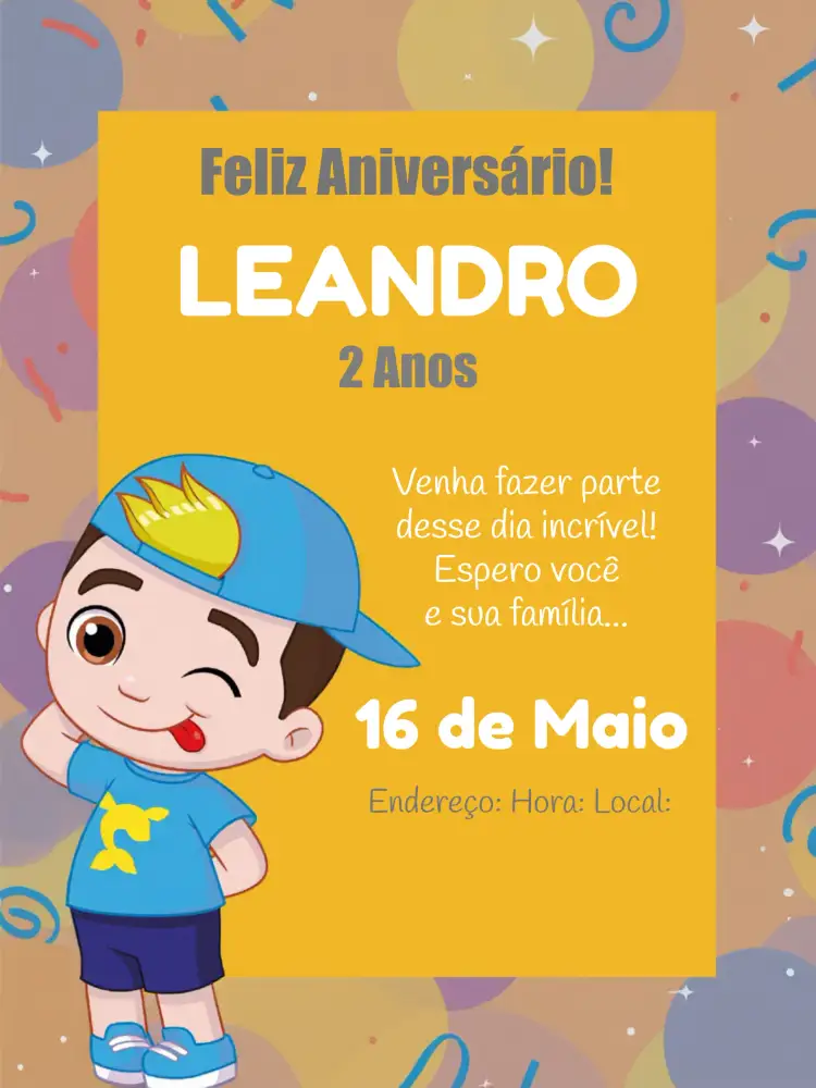 Convite Luccas Neto Toon – tema Aniversário Infantil infantil, festivo, personagem