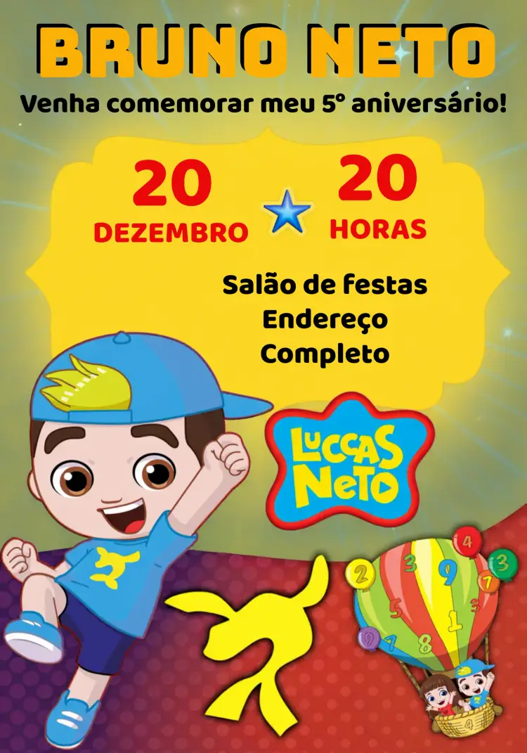 Convite Luccas Neto Vermelho