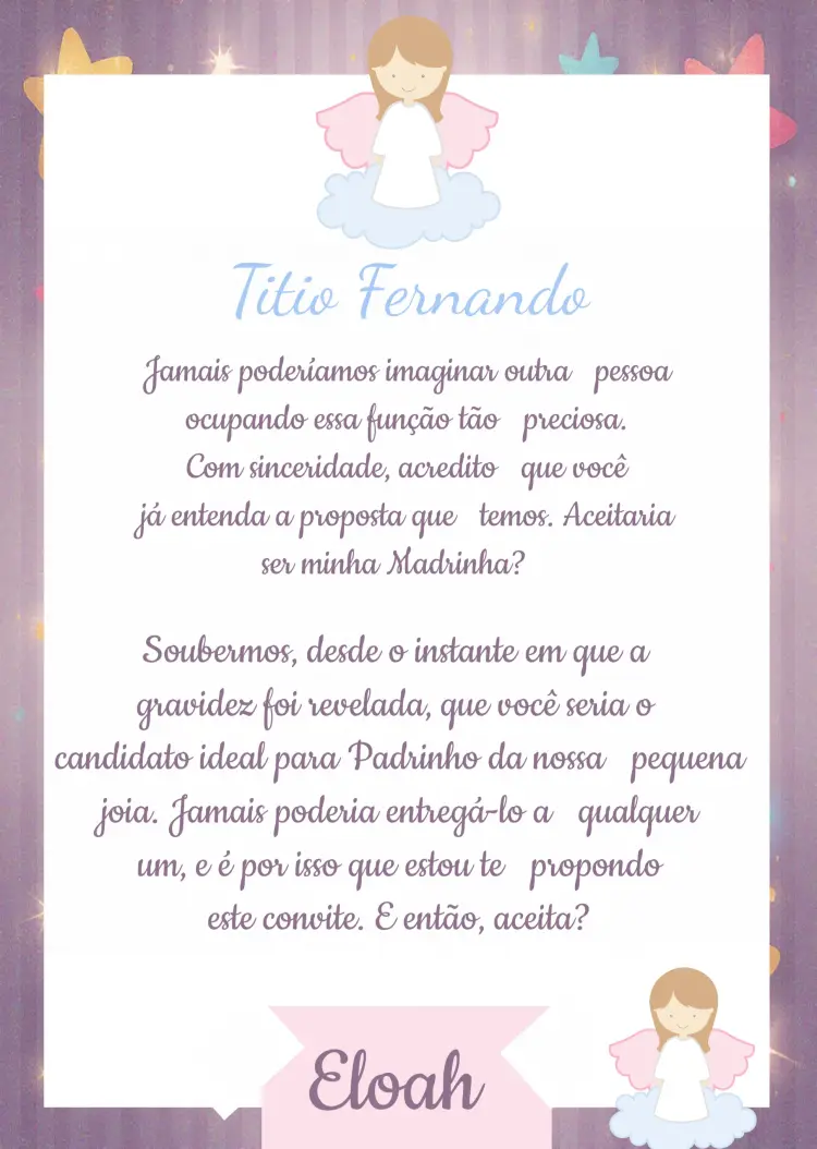 Convite Madrinha De Consagração Batizado