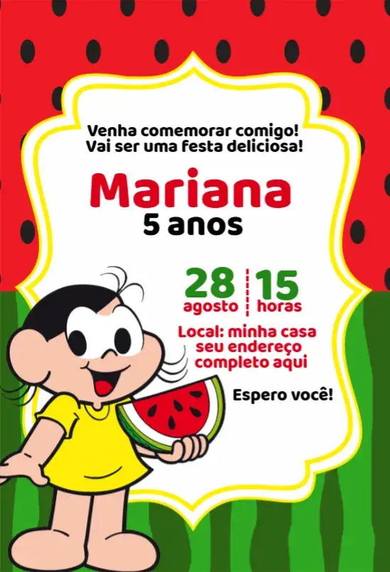 Invitation Magali 1 – Birthday theme colorful, fun, childish, tropical, playful