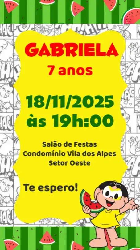Invitación Magali – tema Cumpleaños Infantil colorido, divertido, infantil, lúdico, temático, vibrante