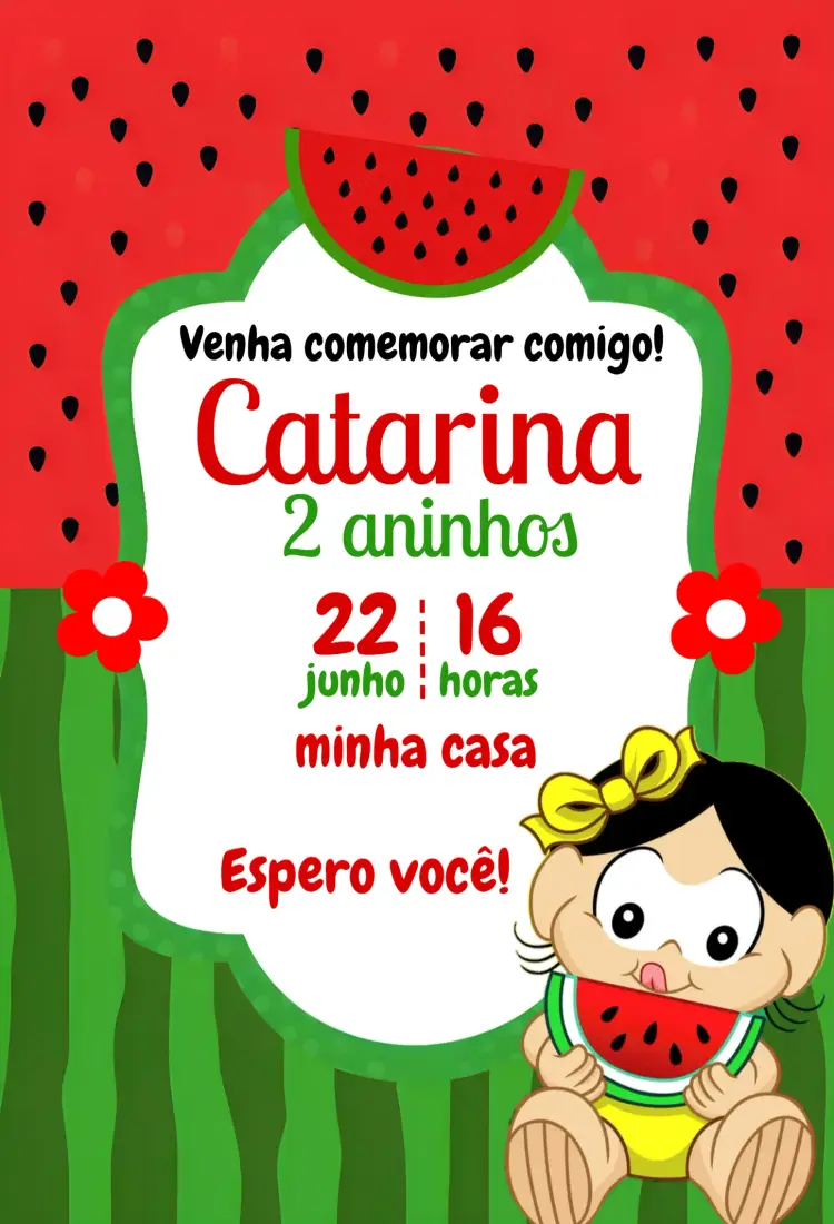 Convite Magali Baby Da editável e personalizável