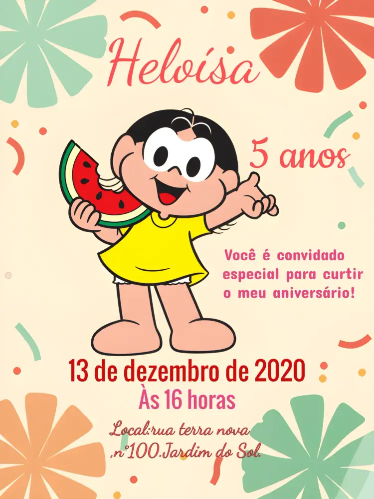 Convite Magali Turma editável e personalizável