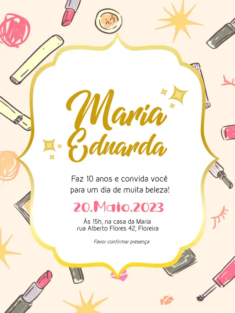 Convite Maquiagem Batom – tema Mais pesquisados maquiagem, beleza, cosméticos