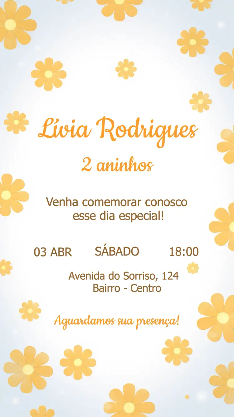 Convite Margarida Floral – tema Mais pesquisados floral, colorido, alegre, natural, encantado