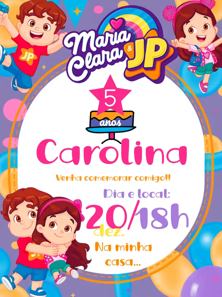 Convite Maria Clara E Jp Colorido