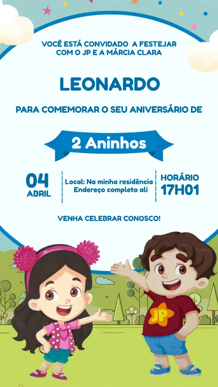 Convite Maria Clara E Jp Youtube – tema Aniversário Infantil colorido, divertido, moderno, jovial, inspirado em jogos