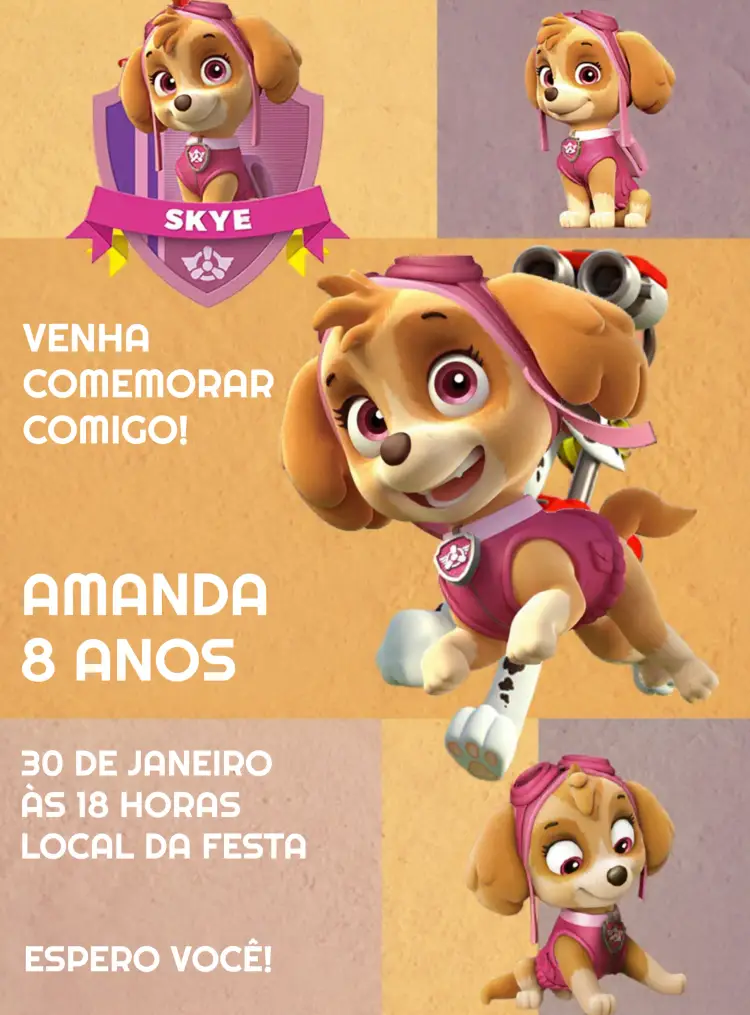 Convite Marshall Patrulha Canina Rocky