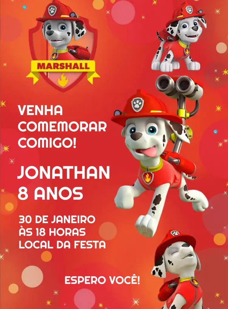 Convite Marshall Patrulha Canina Verde