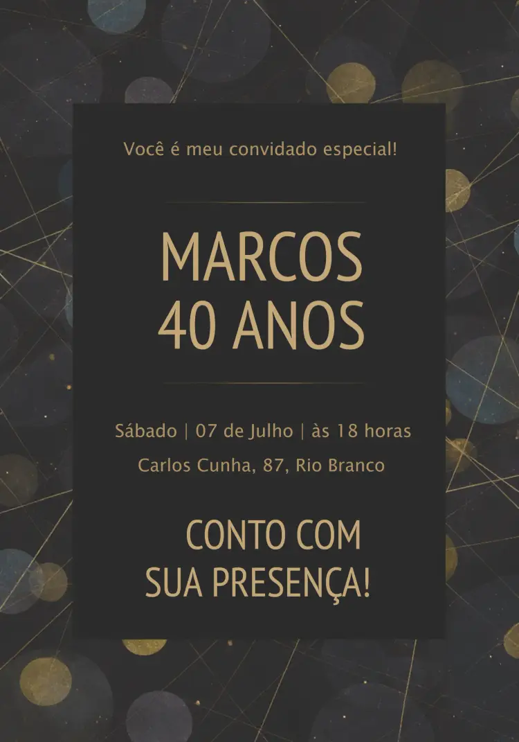 Convite Masculino Douradas