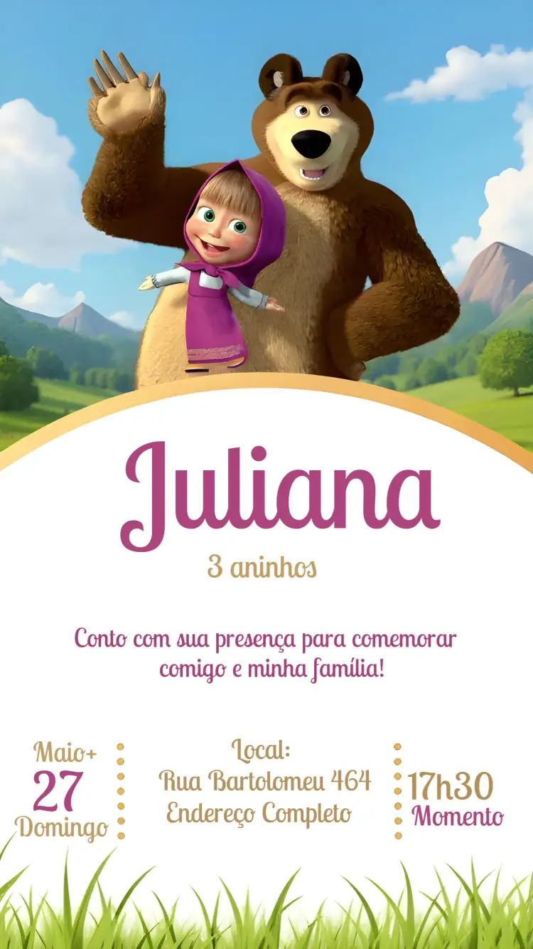 Convite Masha E O Urso
