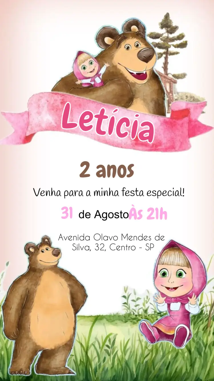 Convite Masha E O Urso Decoração