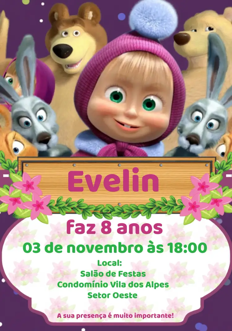 Convite Masha E O Urso Personagens