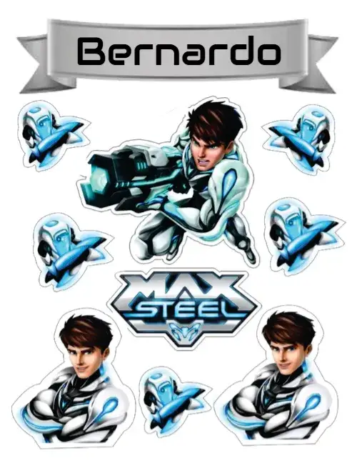 Convite Max Steel – tema Topo de bolo Max Steel, Ação, Herói