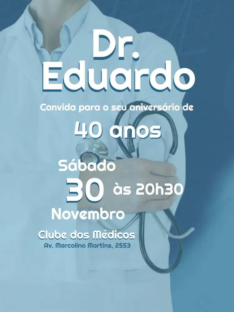 Convite Médico Medicina – tema Aniversário medicina, saúde