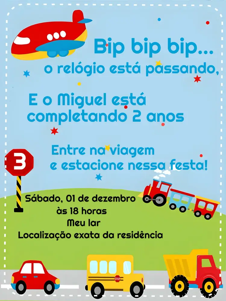 Convite Meios De Transporte Avião
