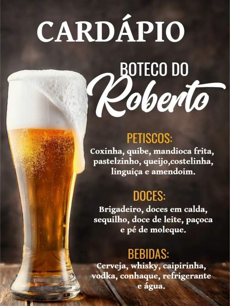Convite Menu De Boteco Churrasco
