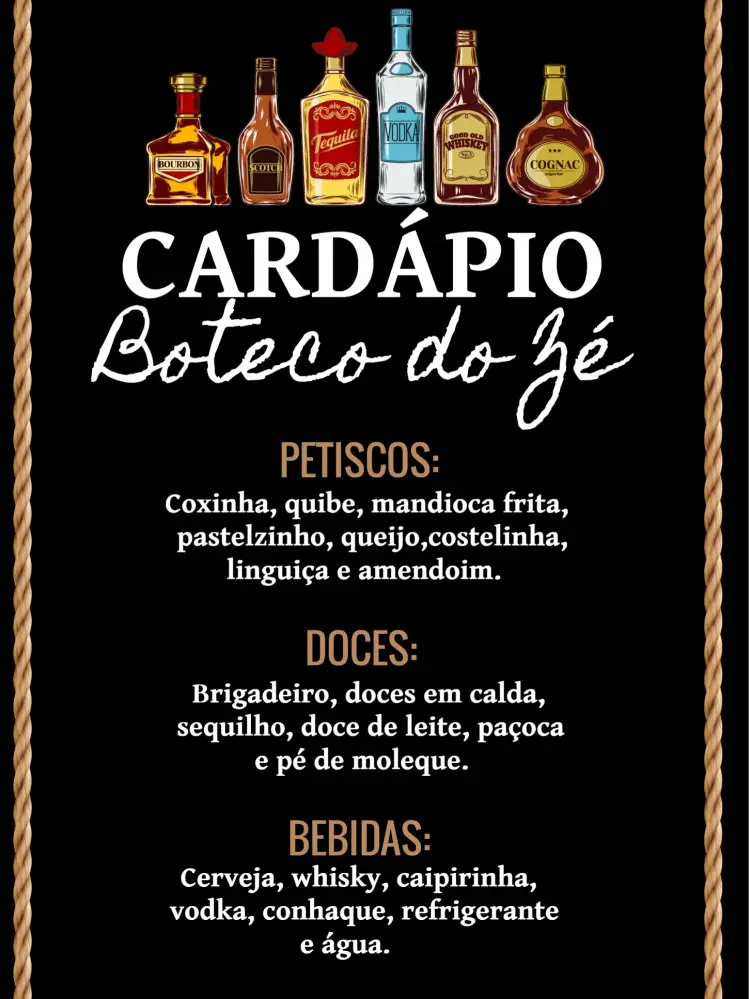 Convite Menu De Boteco Marrom