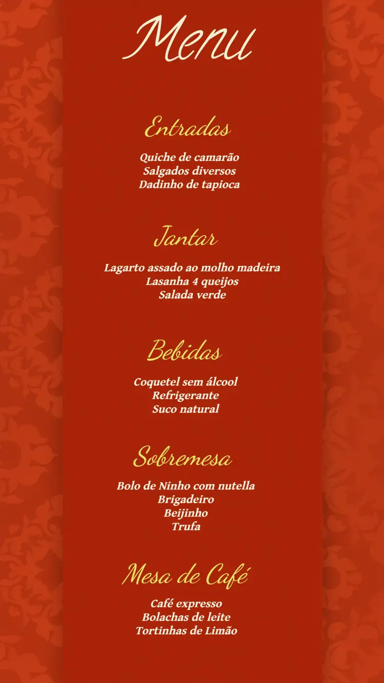 Convite Menu De Casamento Amarelo