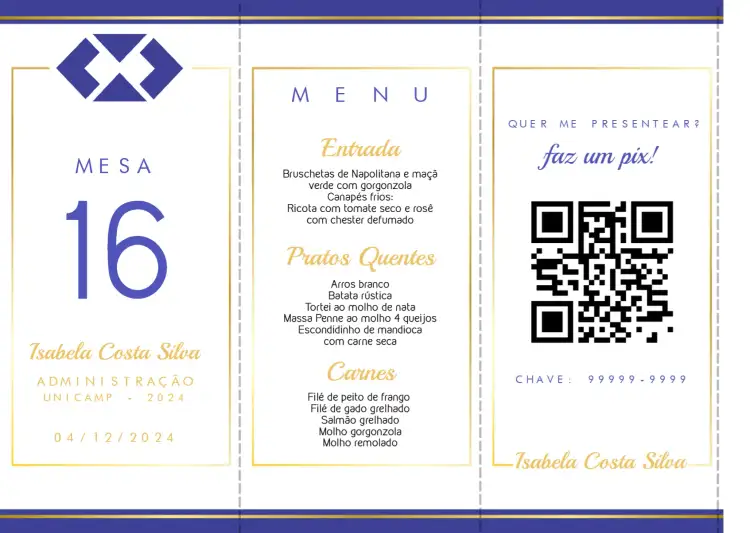 Menu Triângulo Formatura Administração Triangulo
