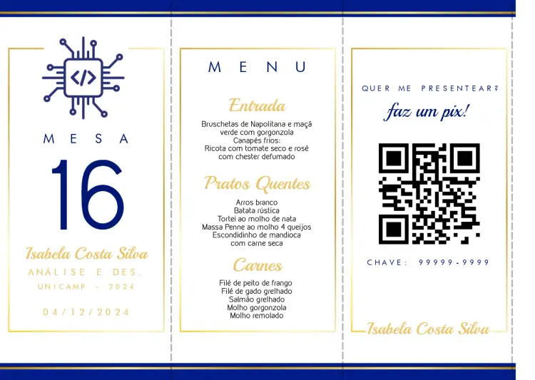 Convite Menu Triângulo Formatura Análise E Desenvolvimento Triangulo