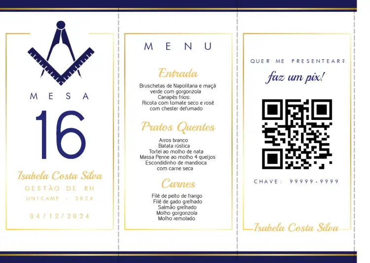 Menu Triângulo Formatura Arquitetura Formando