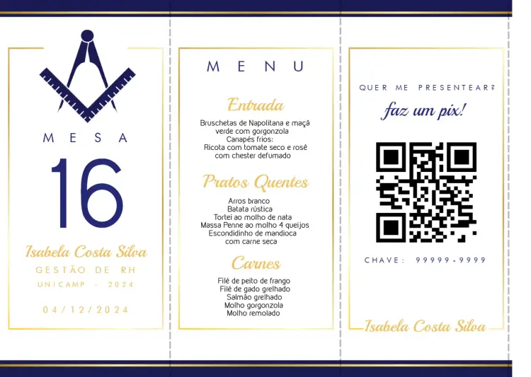 Convite Menu Triângulo Formatura Arquitetura Formando editável e personalizável