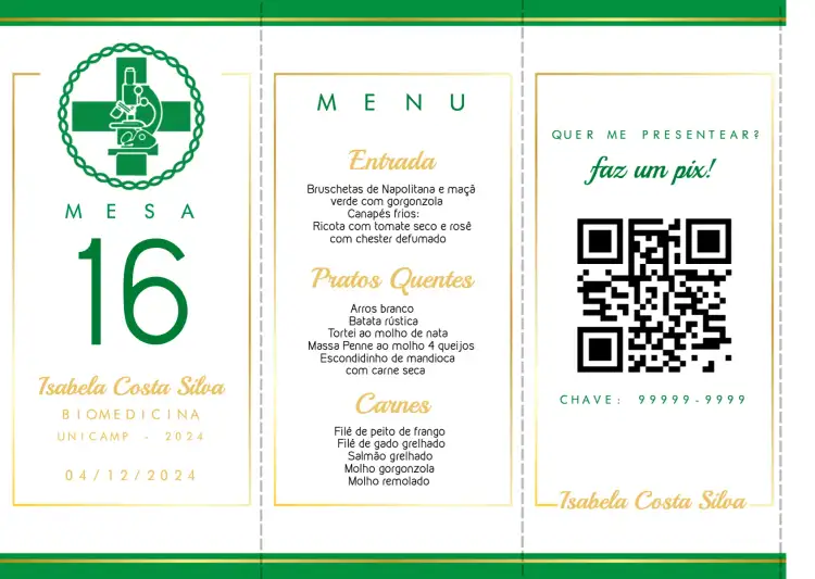 Menu Triângulo Formatura Biomedicina Totem