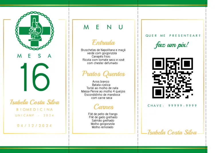 Convite Menu Triângulo Formatura Biomedicina Totem