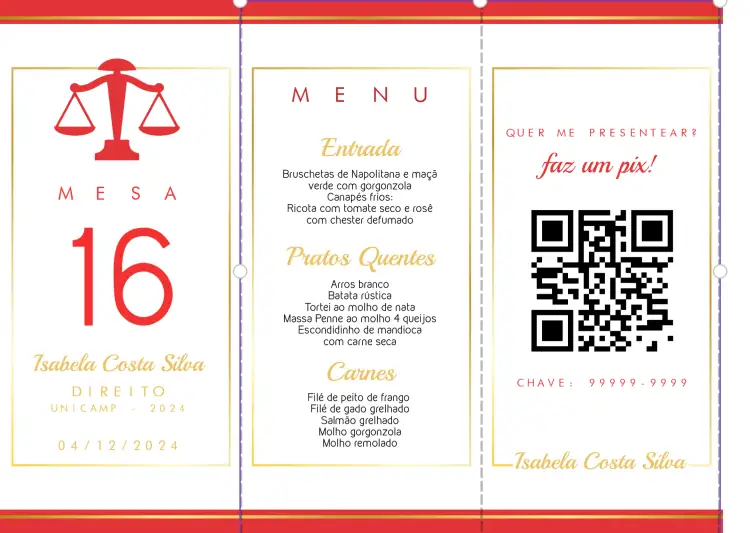 Convite Menu Triângulo Formatura Direito Totem – tema Formatura moderno, elegante, minimalista, roxo, triangular, sofisticado